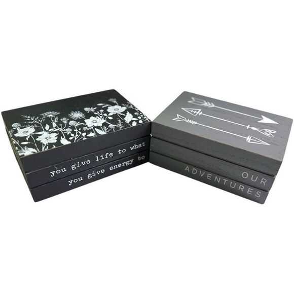 2pc Black & Gray Decorative Inspirational Memento Memory Keepsake Wood Boxes NEW - Picture 2 of 13